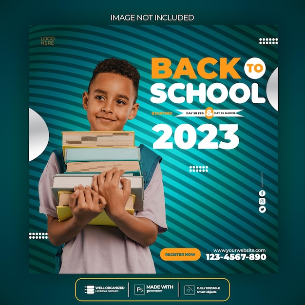 Back to school social media post banner template