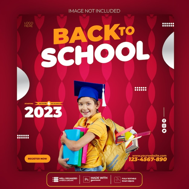 Back to school social media post banner template