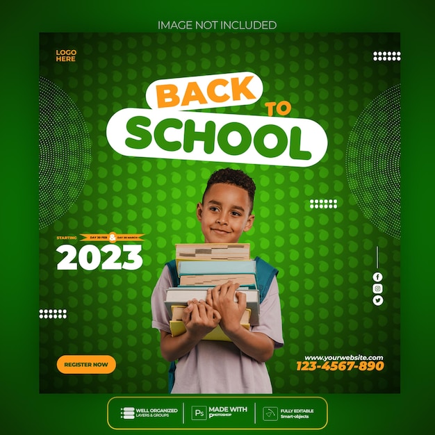 Back to school social media post banner template