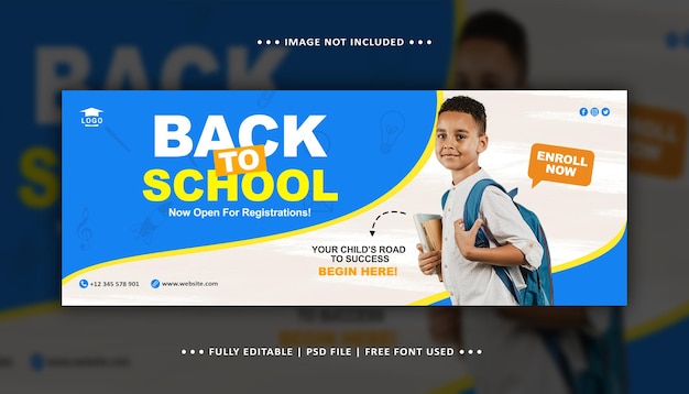 Back to school social media post facebook cover banner template