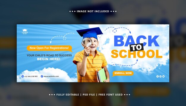 Back to school social media post facebook cover banner template