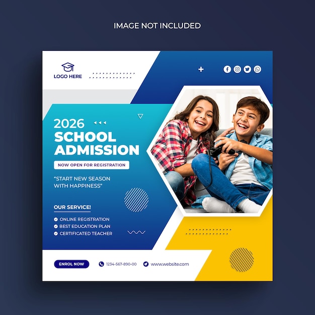 Back to school social media post or instagram post web banner and Facebook cover template