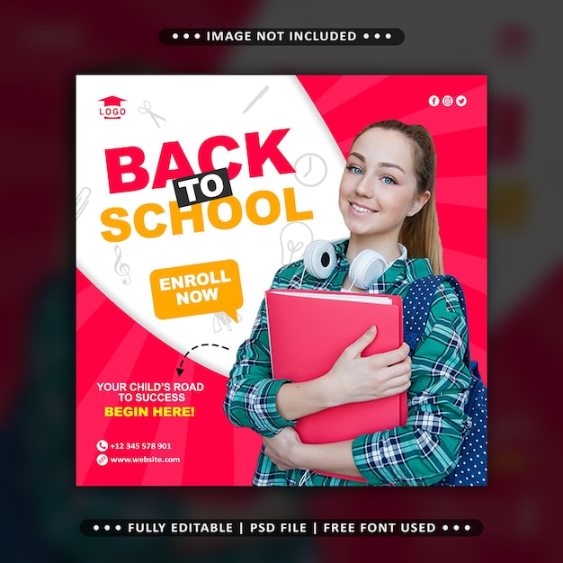 Back to school social media post square banner template