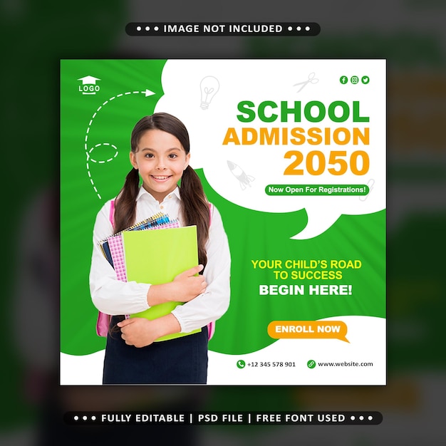 Back to school social media post square banner template