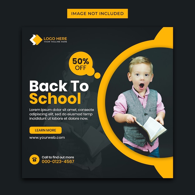 Back to school social media post template