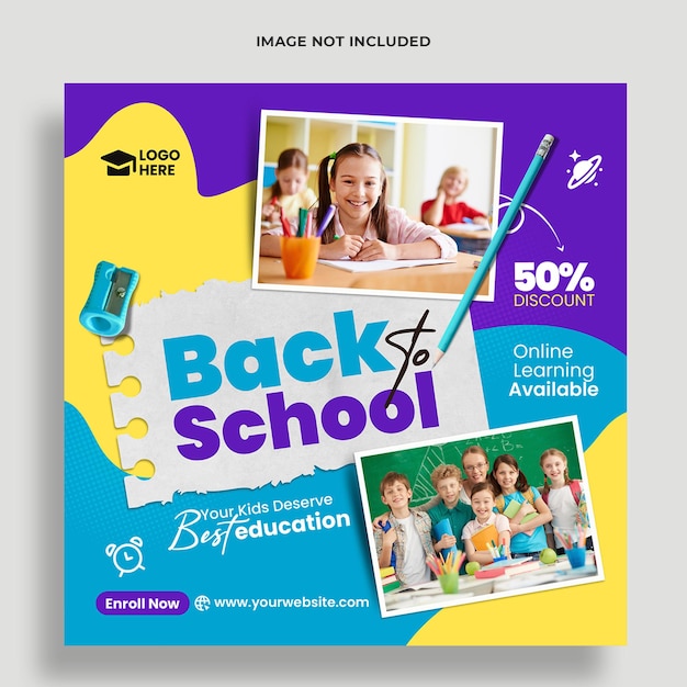 Back to School Social media post and web banner Psd template