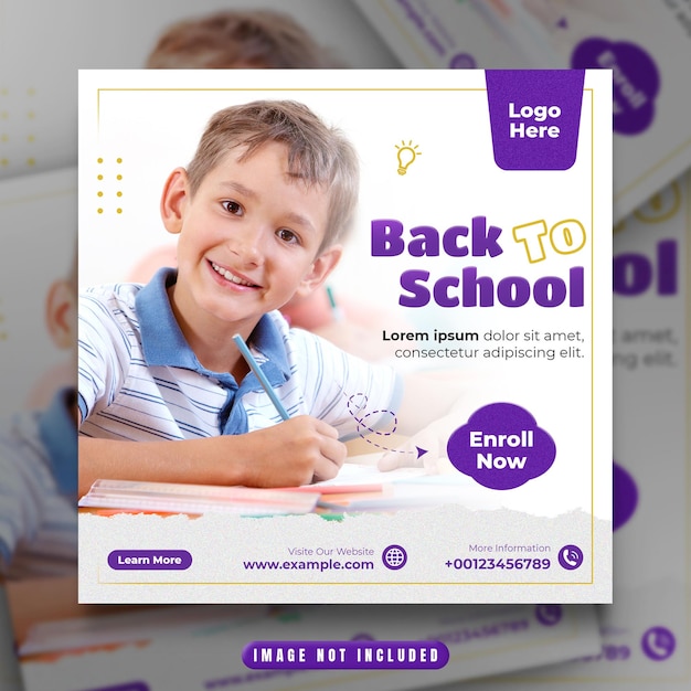 Back to school social media post and web banner template premium psd