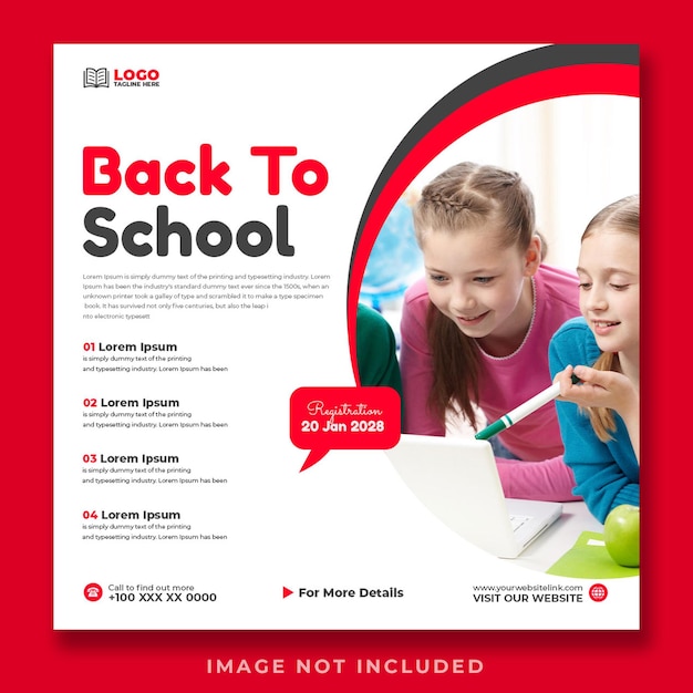 Back to school social media post or web banner template