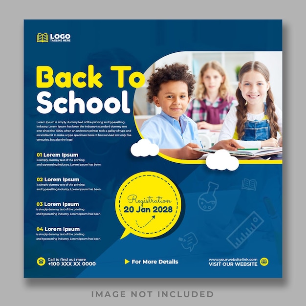 Back to school social media post or web banner template