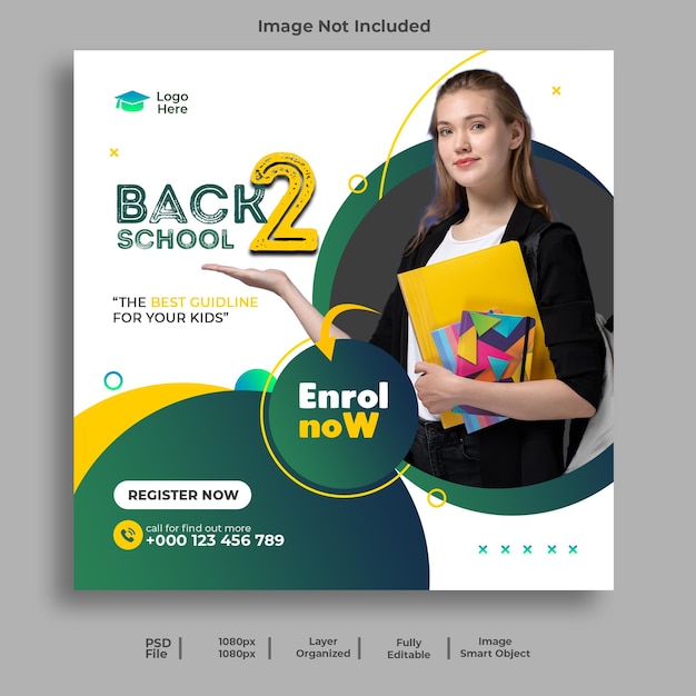 Back to school social media post and web banner template