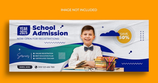 Back to school social media web banner flyer and Facebook cover photo design template