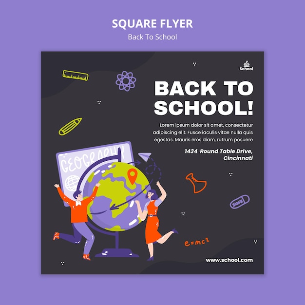 Back to school square flyer template