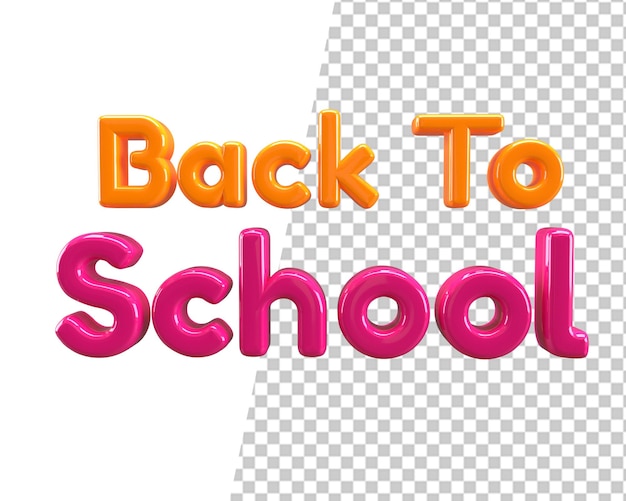 Back to school text 3d render