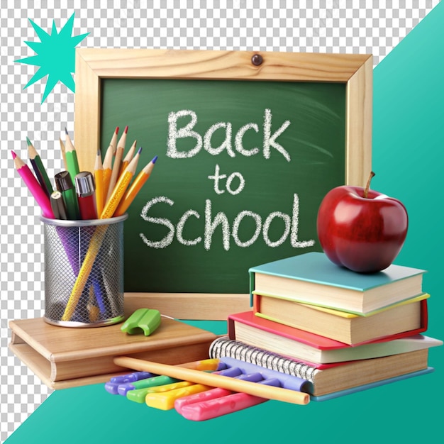 back to school on transparent background