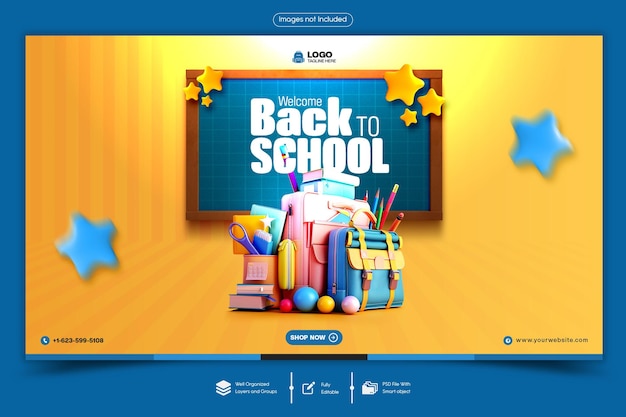 PSD back to school web banner template