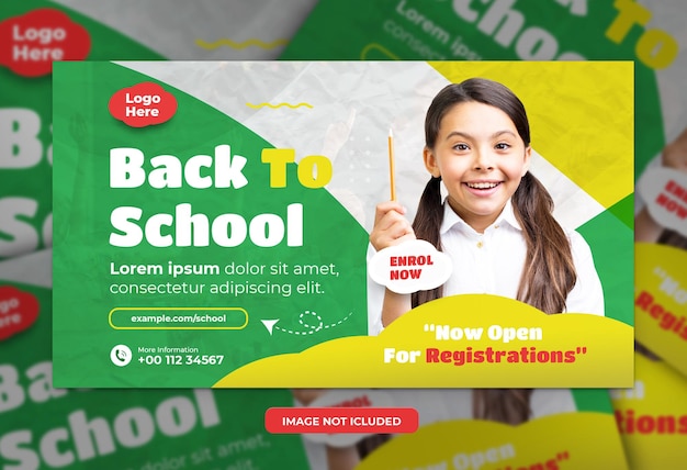 Back to school web banner and youtube thumbnail