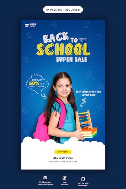 Back to school with discount offer instagram story template 