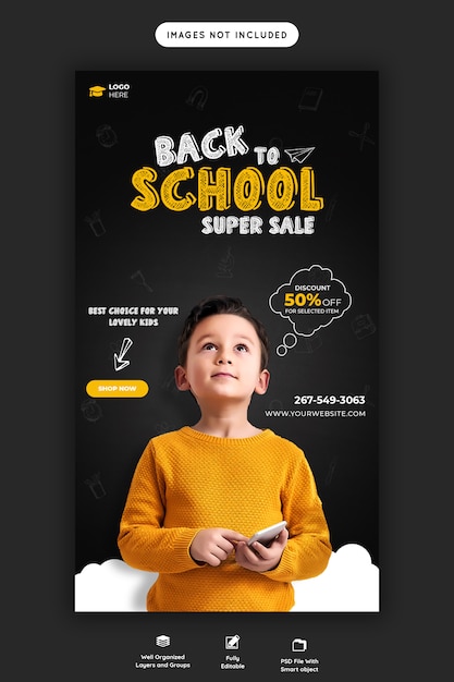 Back to school with discount offer instagram story template 