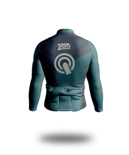 a back view of a persons back with a blue and green wetsuit on it