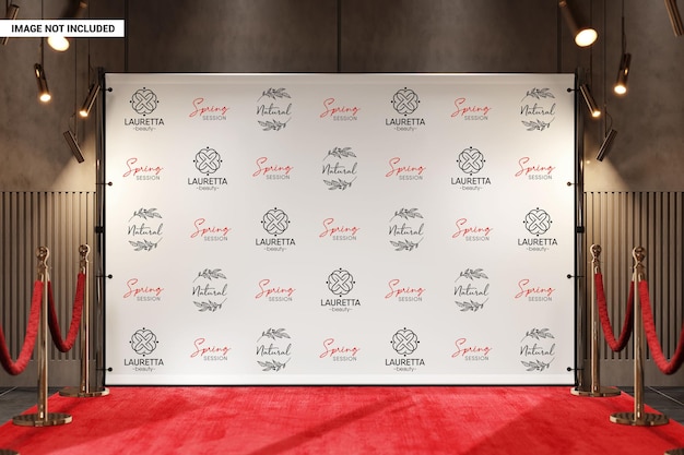 PSD backdrop banner with red carpet mockup