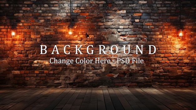 PSD background brick backwall with chandelier 3d illustration