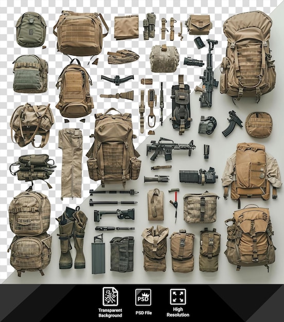 background military soldier items set up on a table