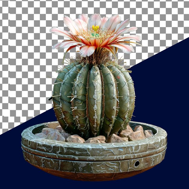 Background removed nice Cactus with flower pot