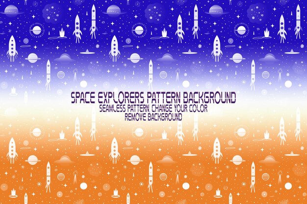 Background Texture with Space Explorers Shuttles Planets and Stars Editable PSD Pattern