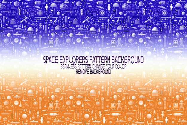 Background Texture with Space Explorers Shuttles Planets and Stars Editable PSD Pattern