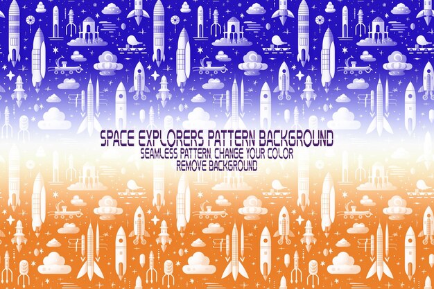 PSD background texture with space explorers shuttles planets and stars editable psd pattern