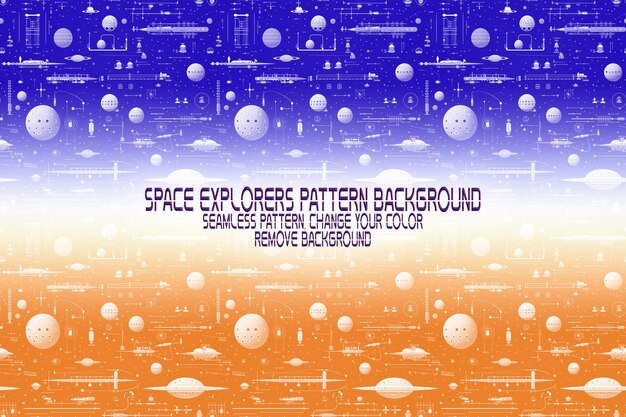 Background Texture with Space Explorers Shuttles Planets and Stars Editable PSD Pattern