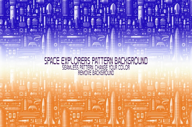 Background Texture with Space Explorers Shuttles Planets and Stars Editable PSD Pattern