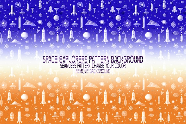 Background Texture with Space Explorers Shuttles Planets and Stars Editable PSD Pattern