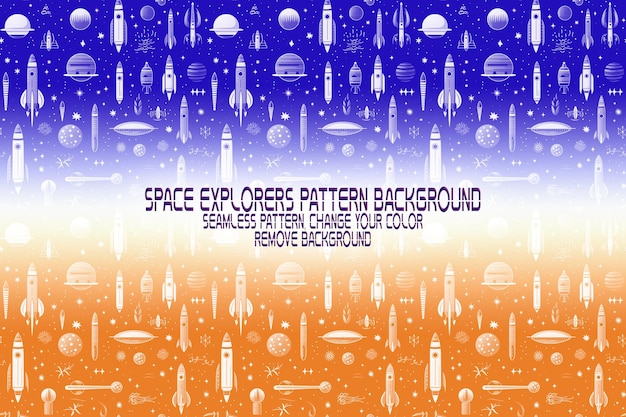 Background Texture with Space Explorers Shuttles Planets and Stars Editable PSD Pattern