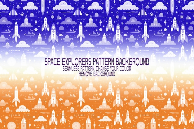 Background Texture with Space Explorers Shuttles Planets and Stars Editable PSD Pattern