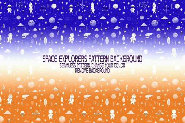 Background Texture with Space Explorers Shuttles Planets and Stars Editable PSD Pattern