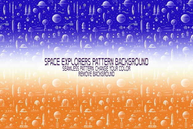 PSD background texture with space explorers shuttles planets and stars editable psd pattern