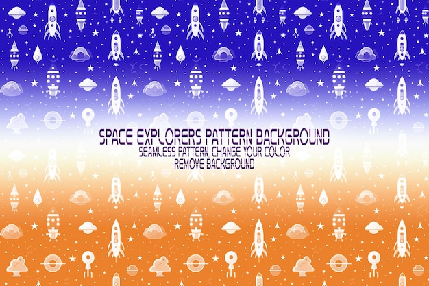 Background Texture with Space Explorers Shuttles Planets and Stars Editable PSD Pattern