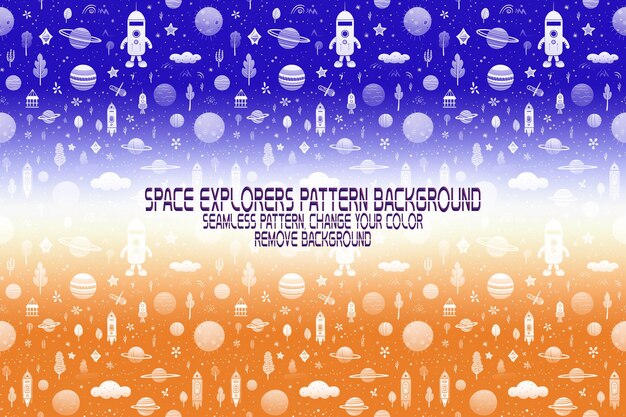 Background Texture with Space Explorers Shuttles Planets and Stars Editable PSD Pattern