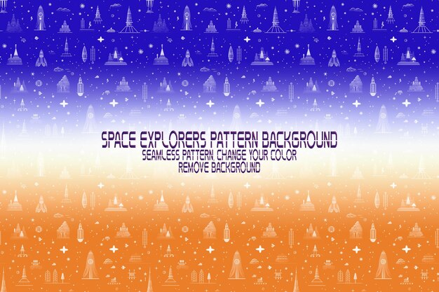 PSD background texture with space explorers shuttles planets and stars editable psd pattern