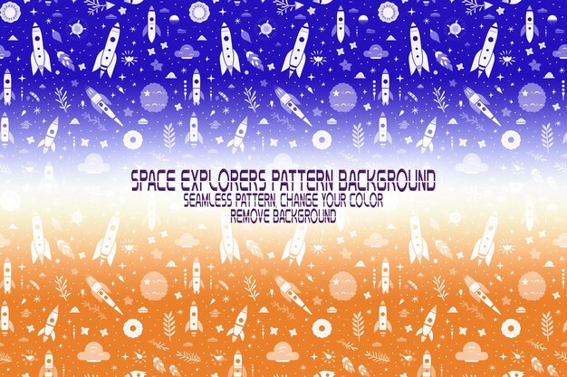 Background Texture with Space Explorers Shuttles Planets and Stars Editable PSD Pattern