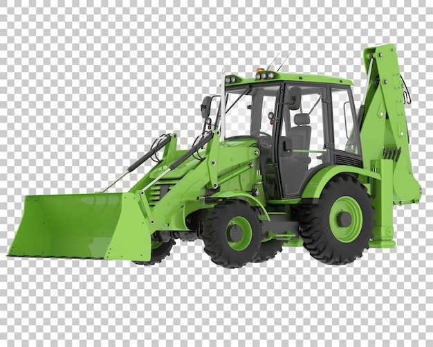 Backhoe loader on transparent background 3d rendering illustration