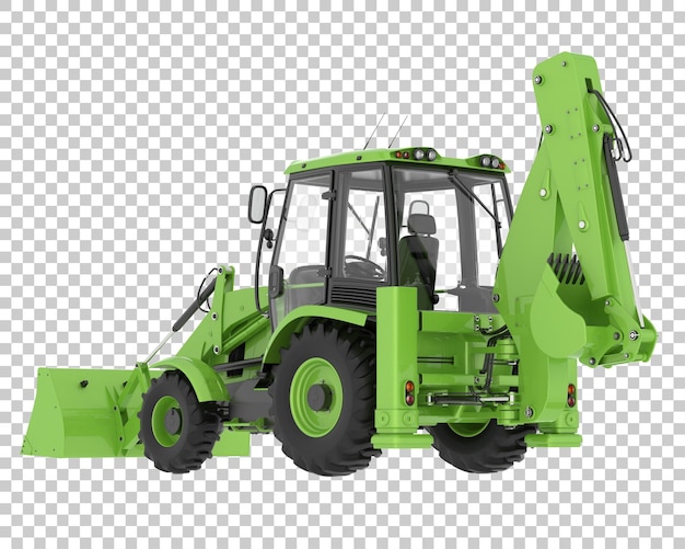 Backhoe loader on transparent background 3d rendering illustration