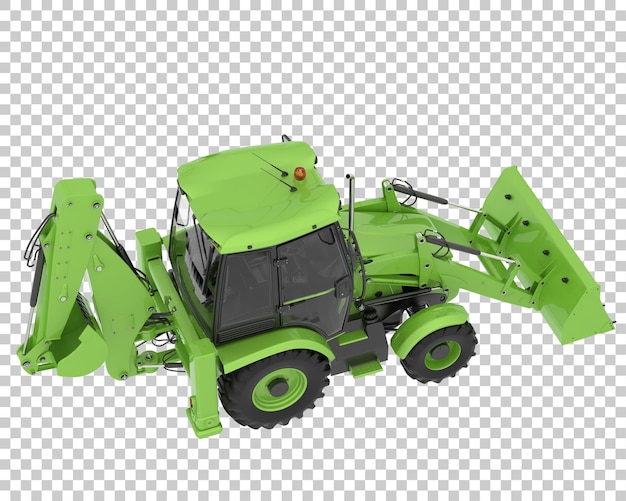 Backhoe loader on transparent background 3d rendering illustration