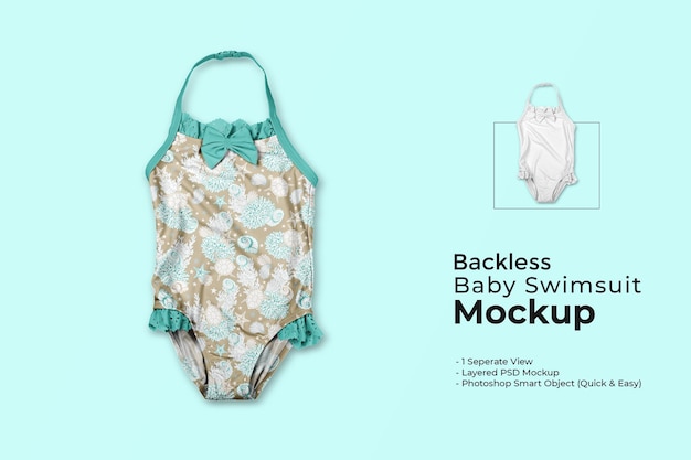 Backless baby swimsuit mockup