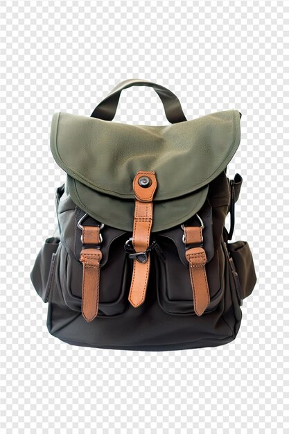 PSD a backpack with a leather strap that says backpack on it