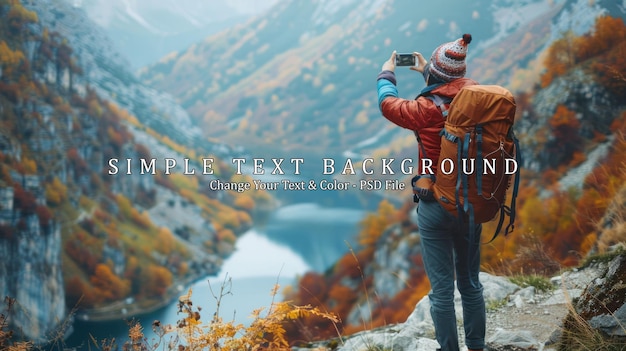 PSD backpacker taking pictures of a mountain lake