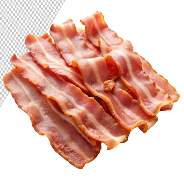 PSD bacon sliced breakfast food pork sliced lon on transparent background