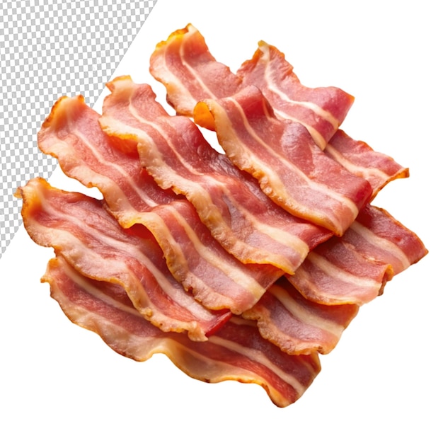 PSD bacon sliced breakfast food pork sliced lon on transparent background