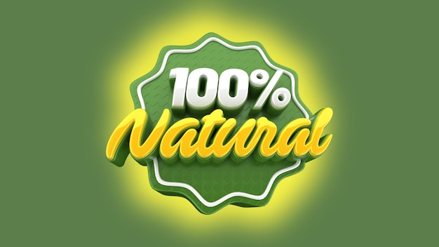 badge 3d '100 natural'